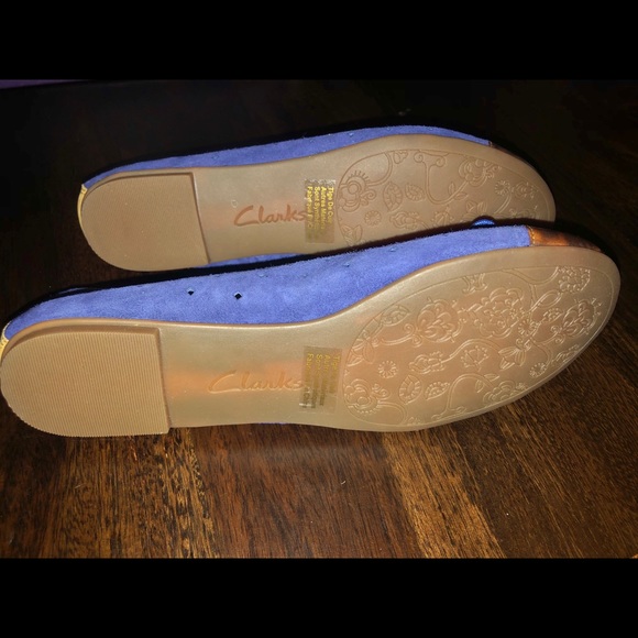 Clark’s blue suede and tortoise flats. - Picture 2 of 4